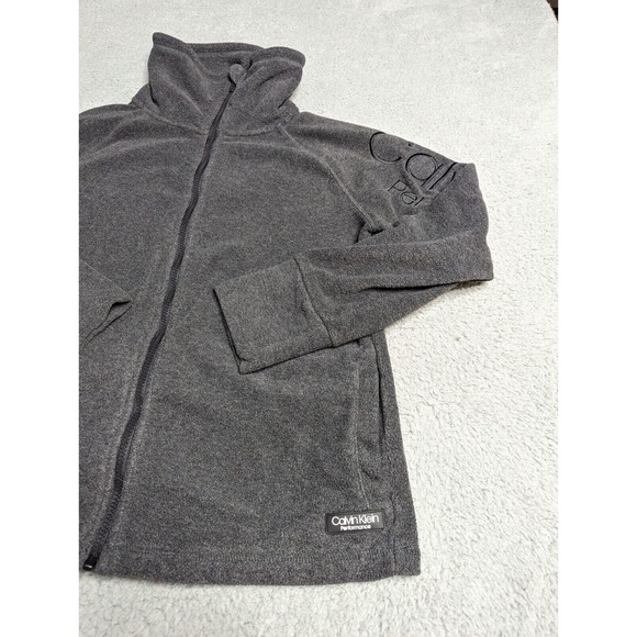 Calvin Klein Performance Fleece Jacket Womens Large Gray Long Sleeve Pockets Zip - Picture 2 of 14